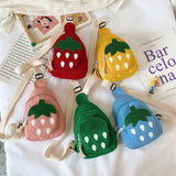 Children's Small Bag Korean Cartoon Canvas Strawberry Chest Bag Boys and Girls Shoulder Bag Cute Baby Trend Messenger Bag