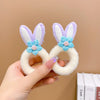1# plush rabbit ear flower hair band - purple 2pcs