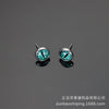Green devil eye stud earrings, 1pc