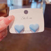 Blue heart stud earrings