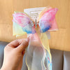 3#smart butterfly ribbon hair clip-blue pink gradient