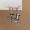 Pink elf cat earrings