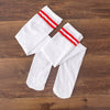 Red bar on white background / wrapped velvet stockings