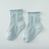 Baby socks spring and summer cotton socks baby socks rolled edge loose mouth not tight legs boys and girls solid color mesh cotton socks