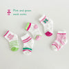 1356 pink and green contrast color mesh socks / s (recommended foot length 12-15cm) about 1-3 years old