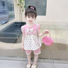 Pink short sleeve printed skirt / 73