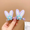 3# plush rabbit ear flower hair clip - purple 2pcs