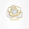 Gold white camellia brooch