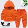 Orange + orange solid color hooded sweatshirt set / 90cm