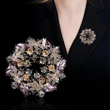 High-end brooch, large bauhinia flower wreath, corsage, diamond-encrusted vintage brooch, exquisite full-diamond brooch, clothing accessories