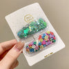 4#quicksand flower+smiley face hairpin-2pcs