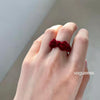 Burgundy flocked ring / adjustable opening