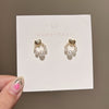 Pearl hoop heart stud earrings