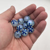 Hand-painted beads - starfish - blue
