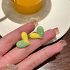 Yellow and green love heart stud earrings