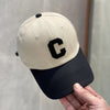Black peaked cap c letter stitching / (54-58cm) adjustable