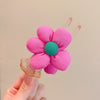 6#pure color flower ponytail clip - rose red