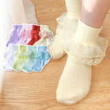 Concentric flower girls socks spring and autumn lace mid-tube socks cute mesh cotton children's socks baby socks wholesale