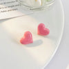 Pink heart stud earrings (alloy version)