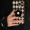 Bright black rice white rhombus + black flower bracket / 7/8/se 2020