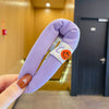 2#large fabric smiling face hairpin-purple