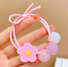Pink flower transparent tricolor bead hair tie
