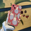 Wine red-rabbit purple tulip cream pattern / iphone 14