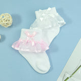 Children's cotton socks colorful bow lace girls socks skin-friendly breathable mesh lace socks children's baby socks