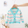 Green towel embroidered long-sleeved cardigan / no. 90 recommended height 70-80