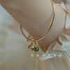 M1520【green tassel bell bracelet】