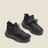 Spring new children's casual flying woven coconut shoes boys and girls jelly bottom small children's sneakers baby shoes clearance