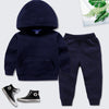 Sapphire blue + sapphire blue solid color hooded sweatshirt set / 90cm