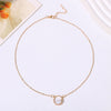 Gold pearl geometric necklace