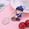 Dark blue child + badminton racket