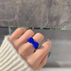 Blue flocked ring / adjustable opening