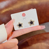 E0286 pentagram black diamond stud earrings