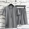 J098 gray top + j101 gray shorts / m