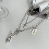 Mechanical rabbit double layer necklace (titanium steel)