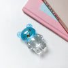 Gold leaf bear stand-stitching-transparent blue and white