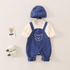 Blue [bear head splicing conjoined] + hat / 66cm