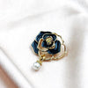 Black camellia hanging pearls
