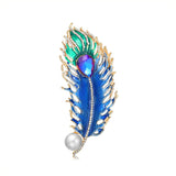 European and American creative personality retro style peacock feather brooch colorful oil dripping diamond corsage clothing accessories wholesale