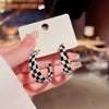 C shape black and white earrings