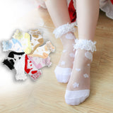 Children's socks cute Japanese lace socks net yarn transparent glass silk crystal socks girls baby socks wholesale
