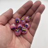Hand-painted beads - ladybug - fuchsia