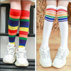Rainbow stripes + white color bars (2 pairs) / trumpet 1/5 years old [height 85-105cm]