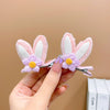 4# plush rabbit ear flower hairpin - pink 2pcs