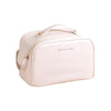 Beige double zipper / pu makeup bag