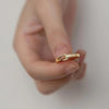 Long diamond drop ring gold / number 5