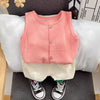 Simple cotton suit pink / 80 yards recommended height within 75cm